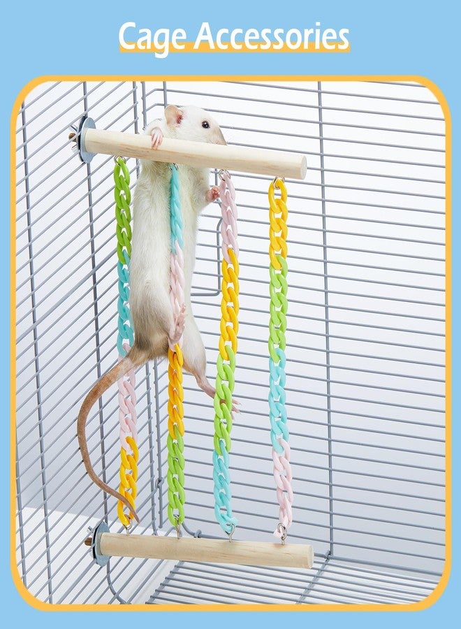 Jevnd 2Pcs Sugar Glider Climbing Toys, Natural Wood with Sturdy Colorful Chains Hanging Toys Sugar Glider Cage Accessories, Wobble-Free Rat Enrichment Toys for Small Animals and Parrots - Image 4